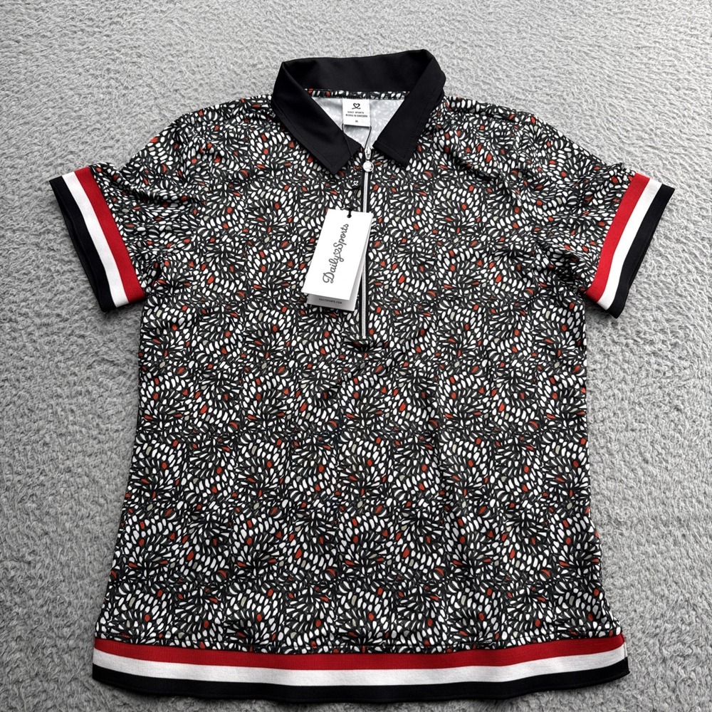 Daily Sports Graceful Tour Polo Women Medium Black Geometric 1/4 Zip 443/140